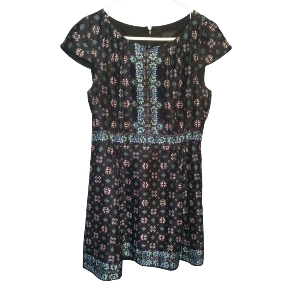 J Crew Women's Silk Floral Fit&Flare Dress 10P Multicolor Cottagecore Preppy Y2K